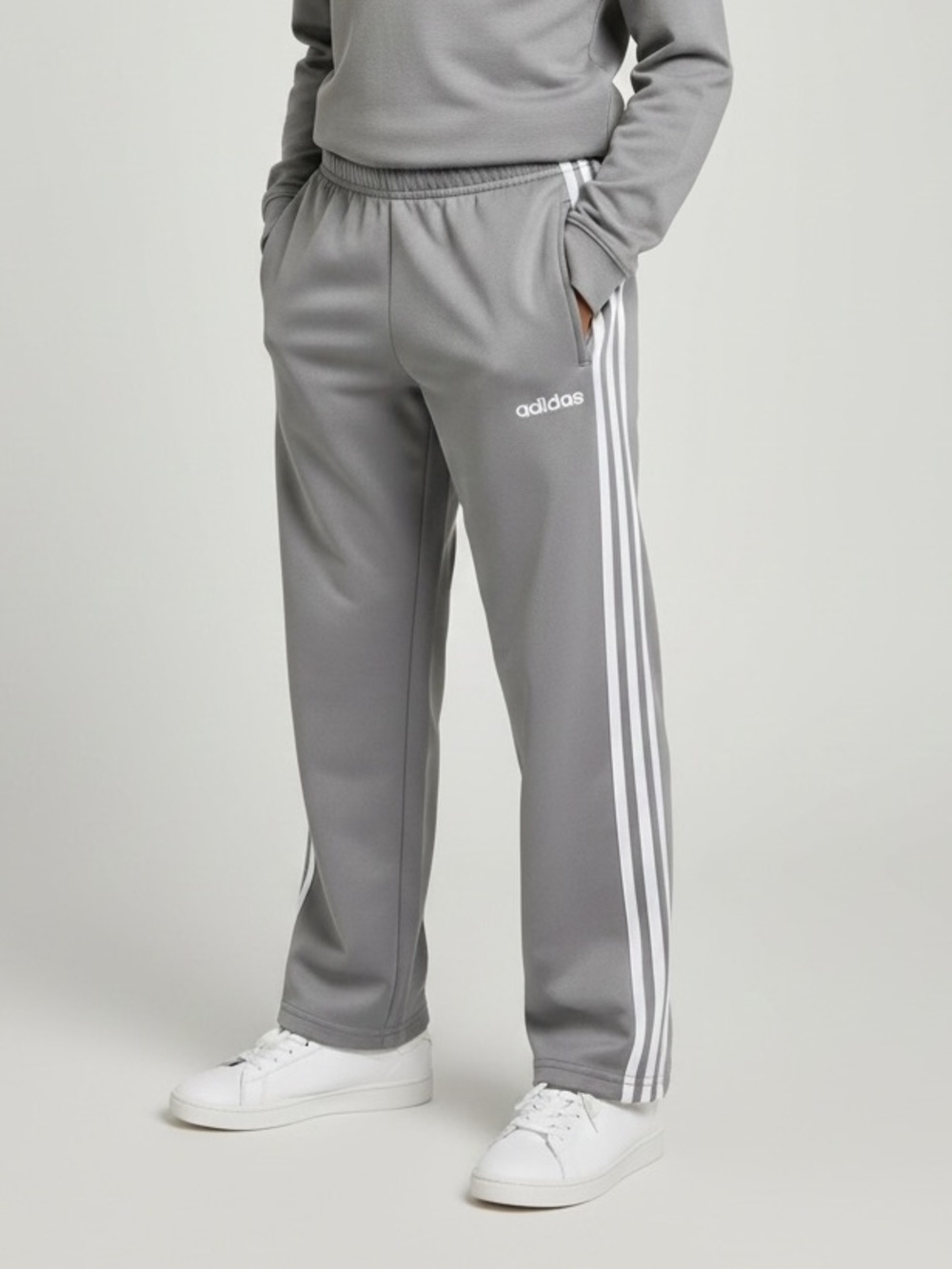 Adidas•Boy’s Gray & White Iconic Tricot Pants•S